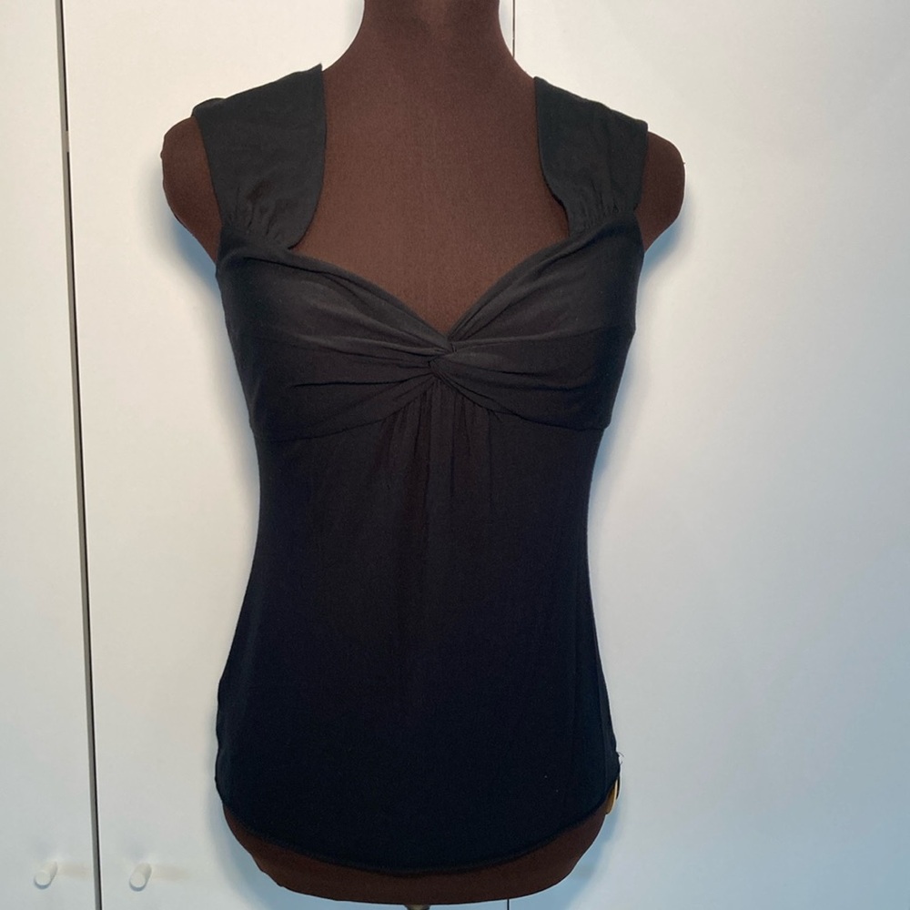 Ann Taylor Black Twist-Front Tank Top